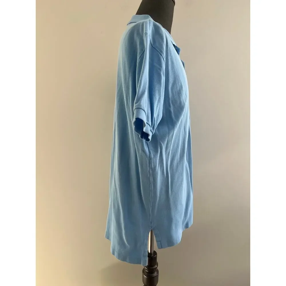 Polo Ralph Lauren 100% Pique Cotton Collared Shirt Baby Blue Size Large SG